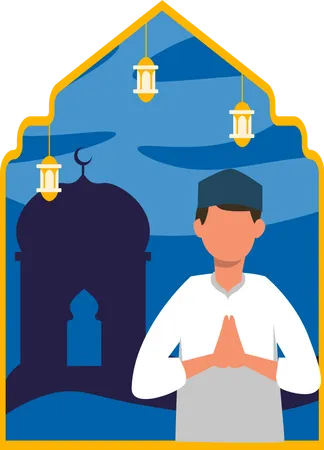 Muslim man praying  Illustration