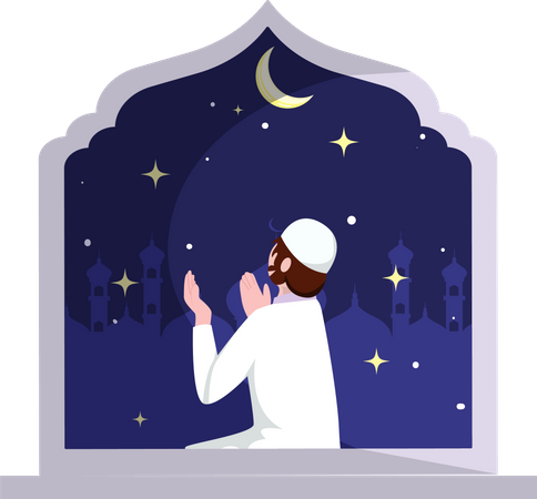 Muslim man praying  Illustration