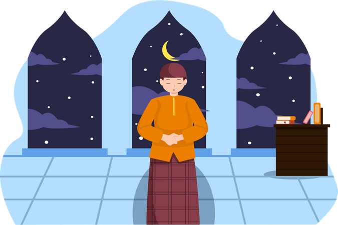 Muslim man praying  Illustration