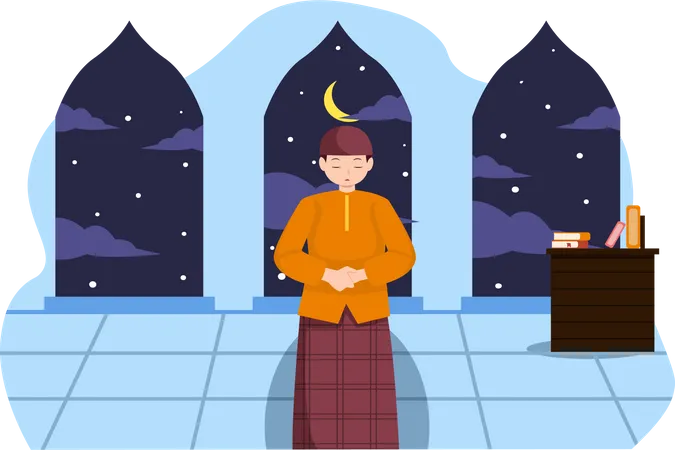 Muslim man praying  Illustration