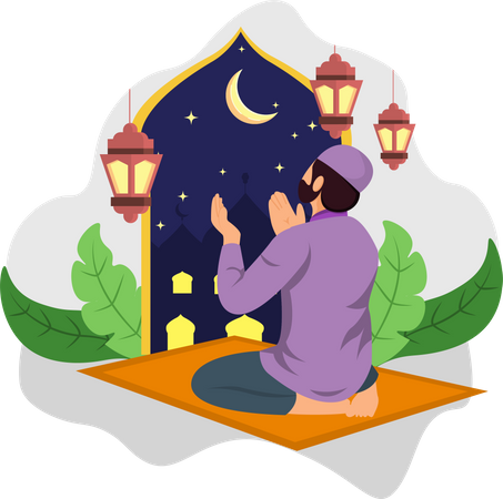 Muslim man praying  Illustration