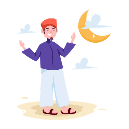 Muslim man praying  Illustration