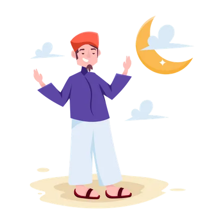 Muslim man praying  Illustration