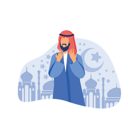 Muslim man praying  Illustration