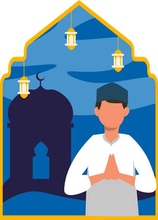 Muslim man praying  Illustration