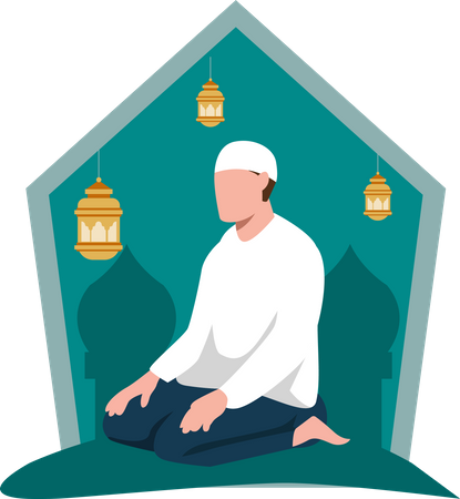 Muslim man praying  Illustration