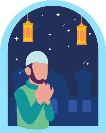 Muslim man praying  Illustration
