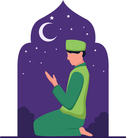 Muslim man praying  Illustration