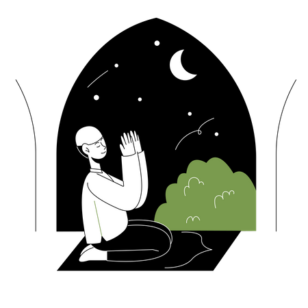 Muslim man praying  イラスト