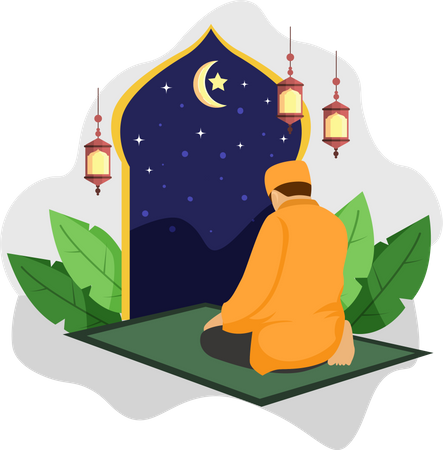 Muslim man praying  Illustration