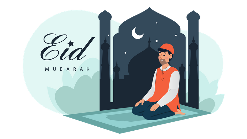 Muslim man praying  Illustration