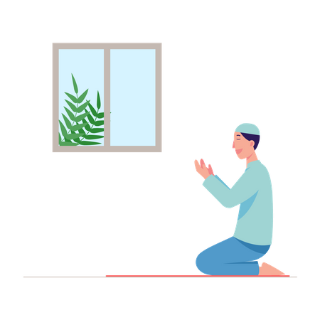 Muslim man praying  Illustration