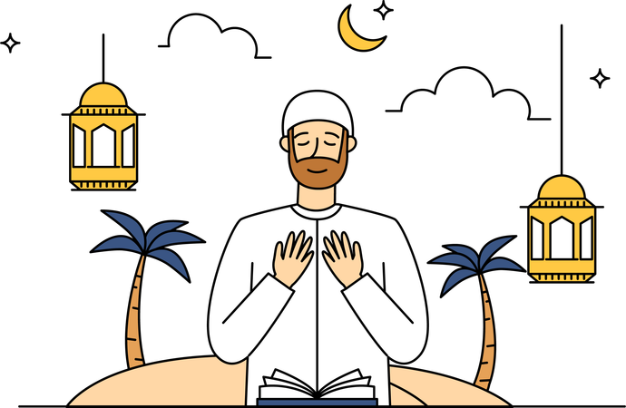 Muslim man praying  Illustration