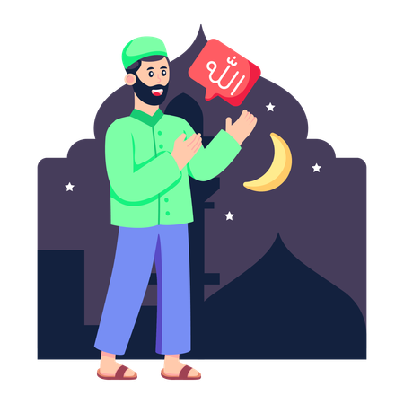 Muslim Man Praying  Illustration