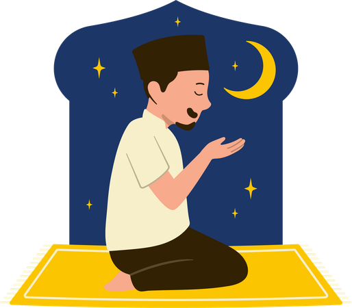Muslim man praying in mosque  Illustration