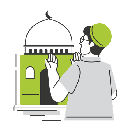Muslim man praying in mosque  Illustration