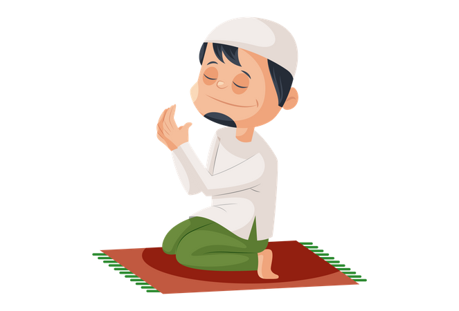 Muslim man praying namaz Illustration