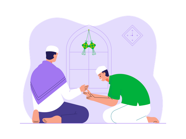 Muslim man Praying namaz  Illustration