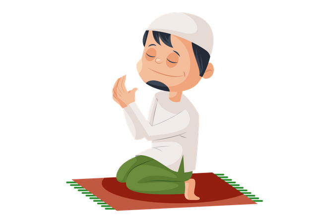 Muslim man praying namaz  Illustration