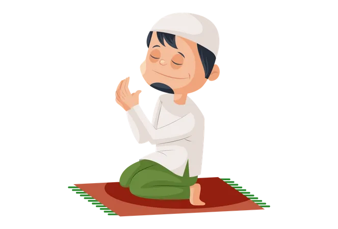 Muslim man praying namaz  Illustration