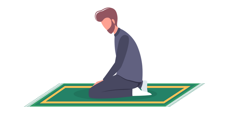 Muslim man praying position  Illustration