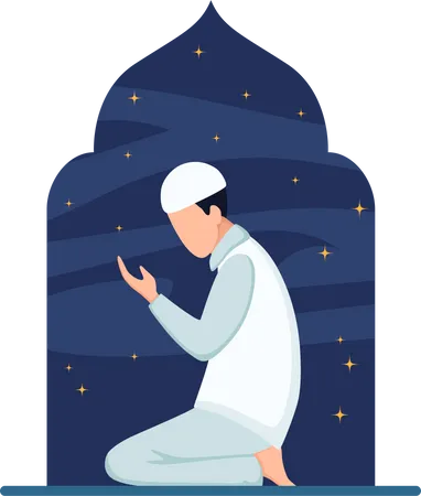Muslim man praying to Allah  Illustration