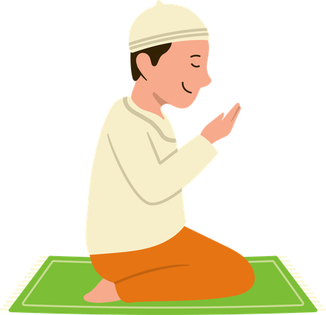 Muslim man prays in mosque  Illustration