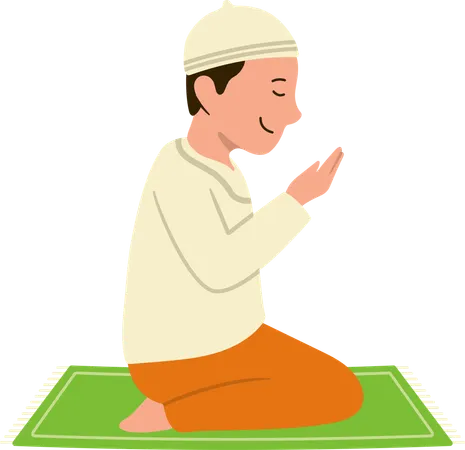 Muslim man prays in mosque  Illustration