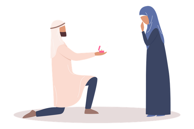 Muslim man proposing to wife  Illustration