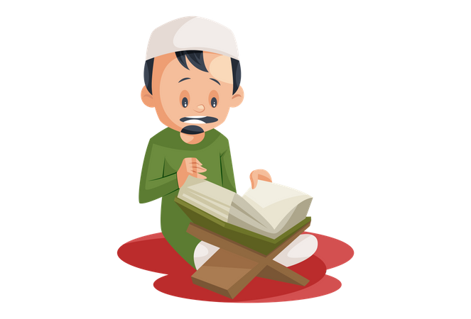 Muslim Man reading quran  Illustration
