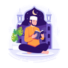 illustrations of muslim man reading quran