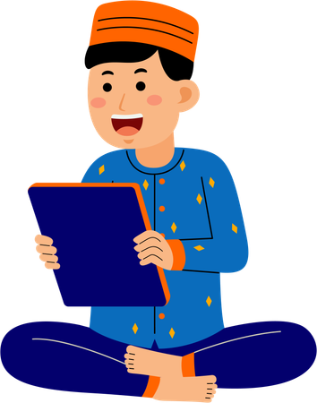 Muslim man reading quran  Illustration