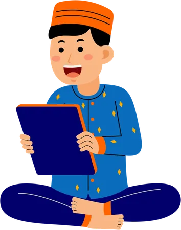 Muslim man reading quran  Illustration