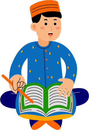 Muslim man reading quran  Illustration