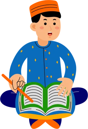 Muslim man reading quran  Illustration