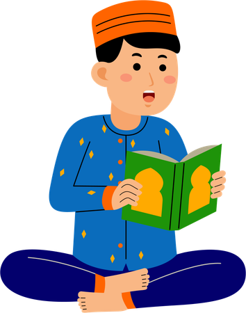 Muslim man reading quran  Illustration