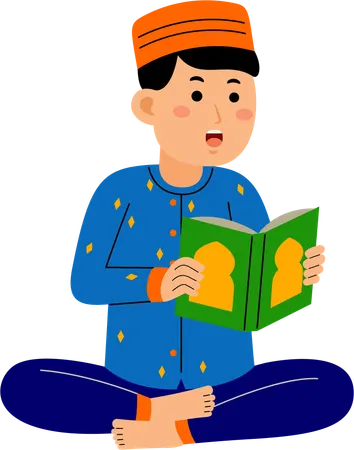Muslim man reading quran  Illustration