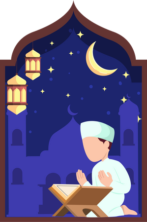 Muslim man reading quran  Illustration