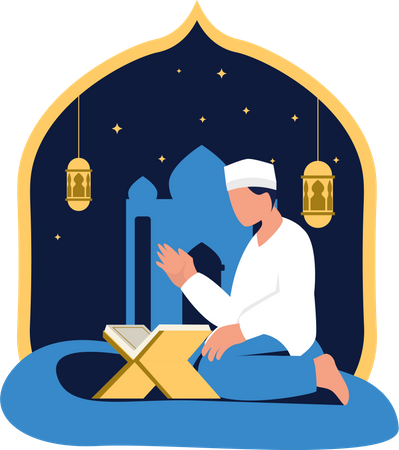 Muslim man reading quran  Illustration