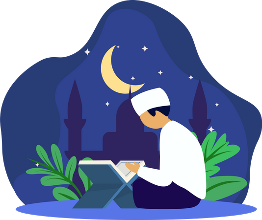 Muslim man reading quran  Illustration