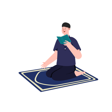 Muslim man reading quran  Illustration