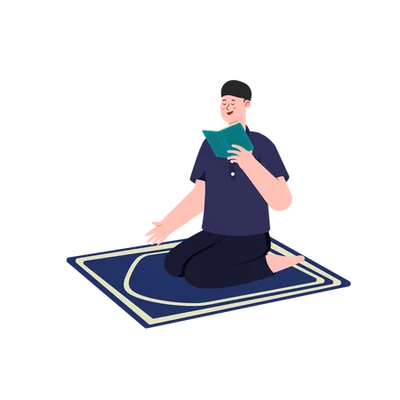 Muslim man reading quran  Illustration