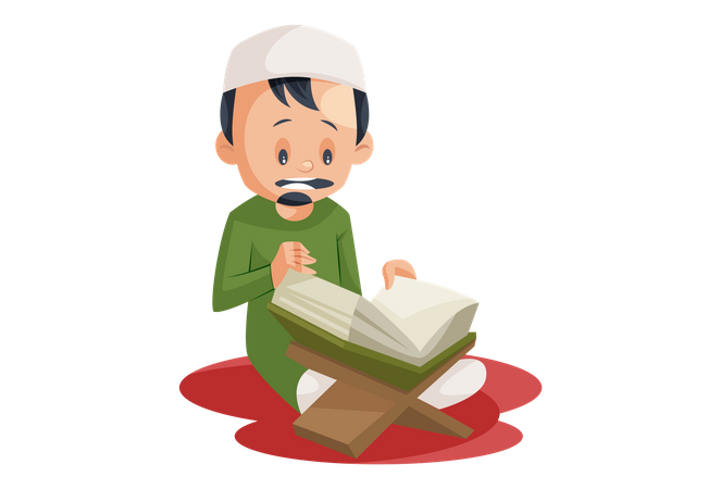 Muslim Man reading quran  일러스트레이션