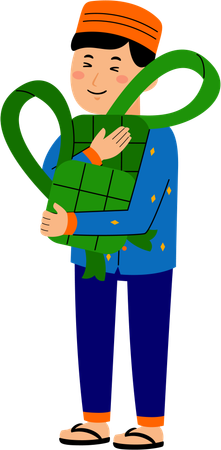 Muslim man receiving ramadan gift  Illustration