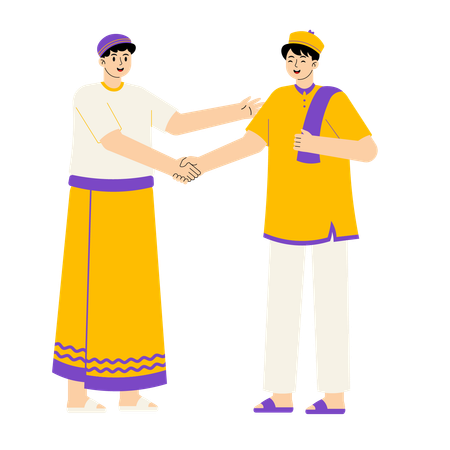 Muslim Man Shaking Hands  Illustration