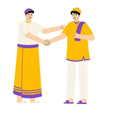 Muslim Man Shaking Hands  Illustration