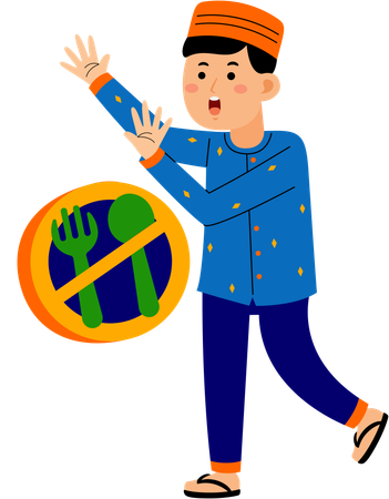 Muslim man showing food prohibition  Illustration