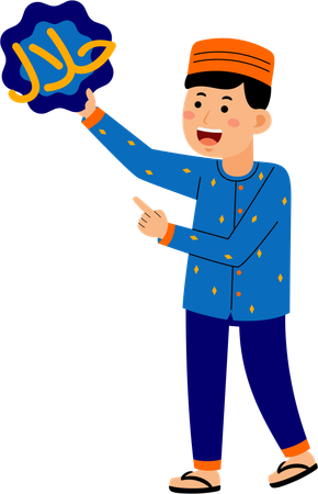 Muslim man showing ramadan poster  Illustration