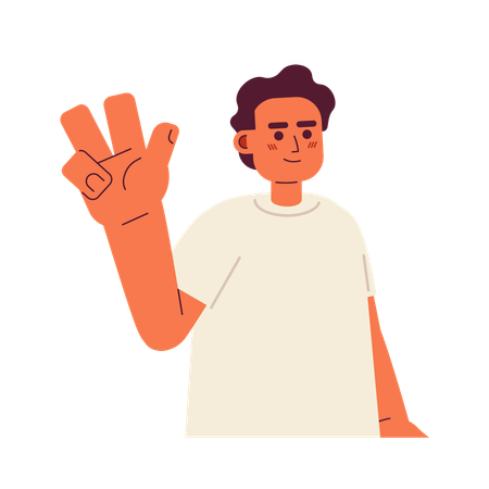 Muslim man showing victory sign  イラスト