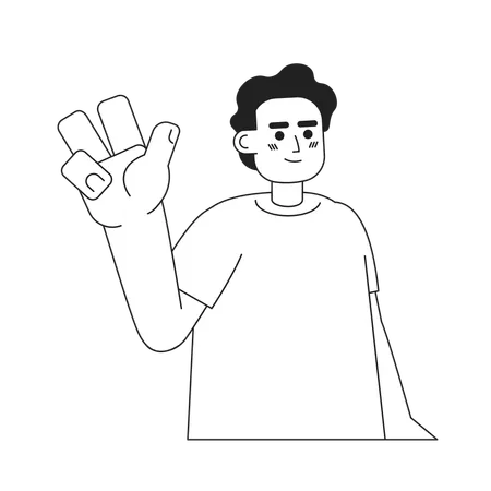 Muslim man showing victory sign  イラスト